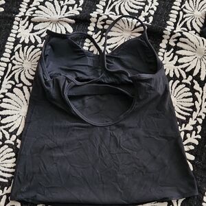 Athleta Black Performance Top with White Logo